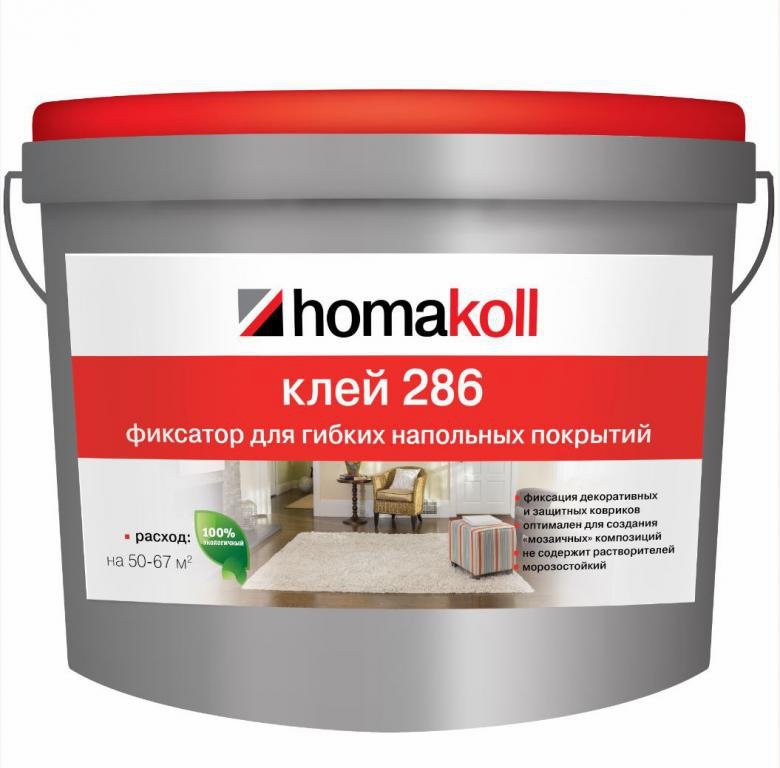 Клей homakoll 186 prof фиксация для гибких напольных покрытий 10 кг